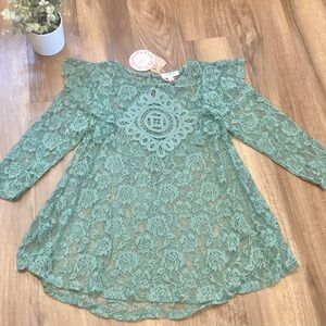 Umgee Green Lace Floral Top